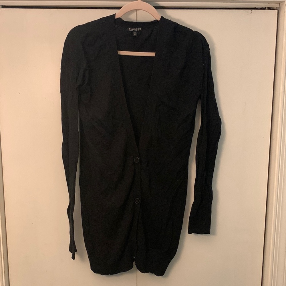 long light weight black button down sweater